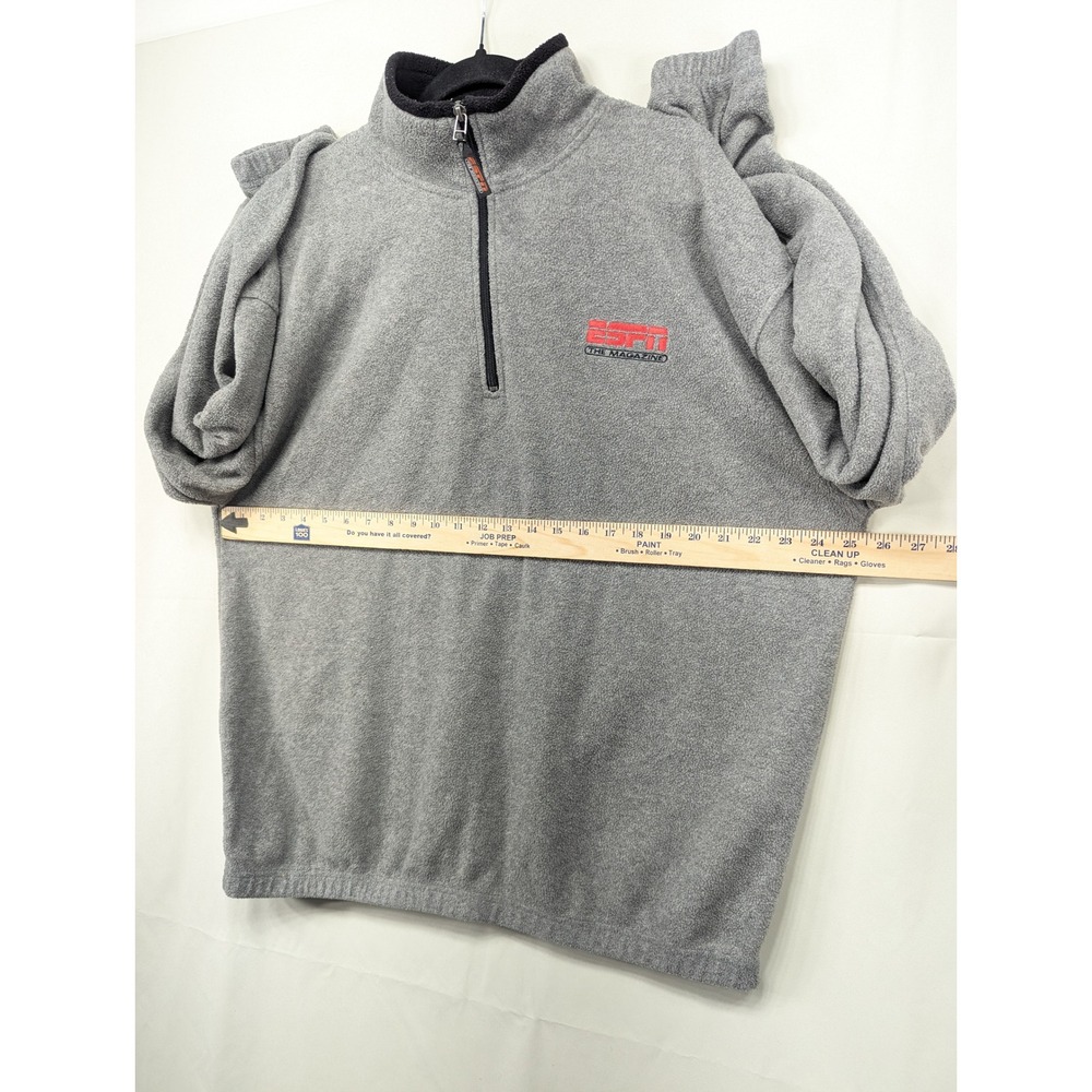ESPN The Magazine Gray Fleece Pullover Sweater X-Large 1/4 Zip Long Sleeve - Picture 5 of 9